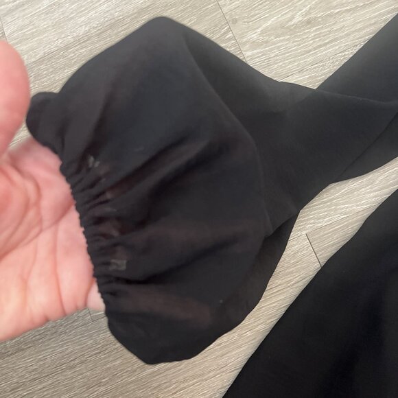 Show Me Your MUMU Womens L Blouse Black Long Balloon Sleeve Low Open Back - Picture 2 of 5